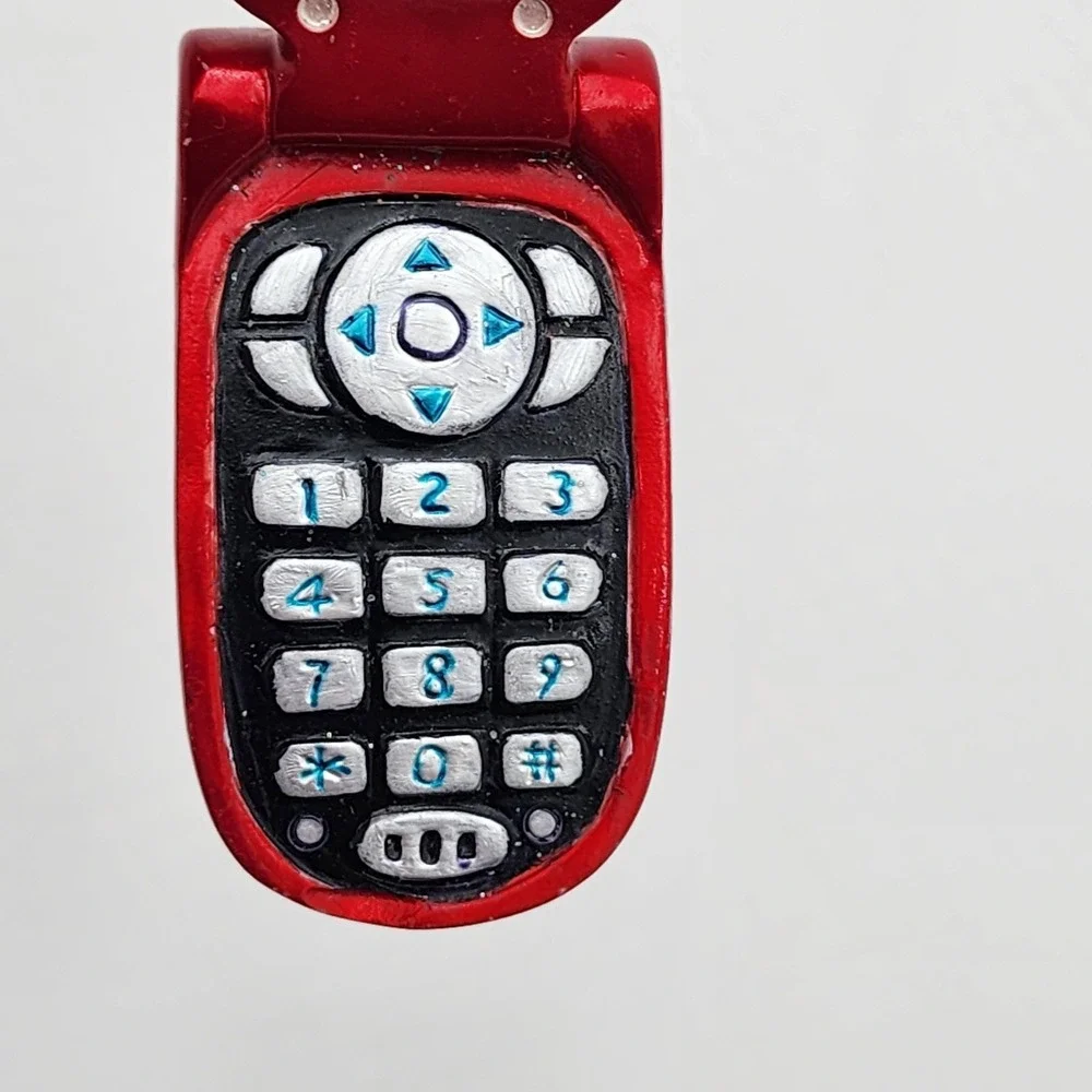 Red Flip Phone Text Me Blown Glass Christmas Tree Ornament Novelty Retro Style